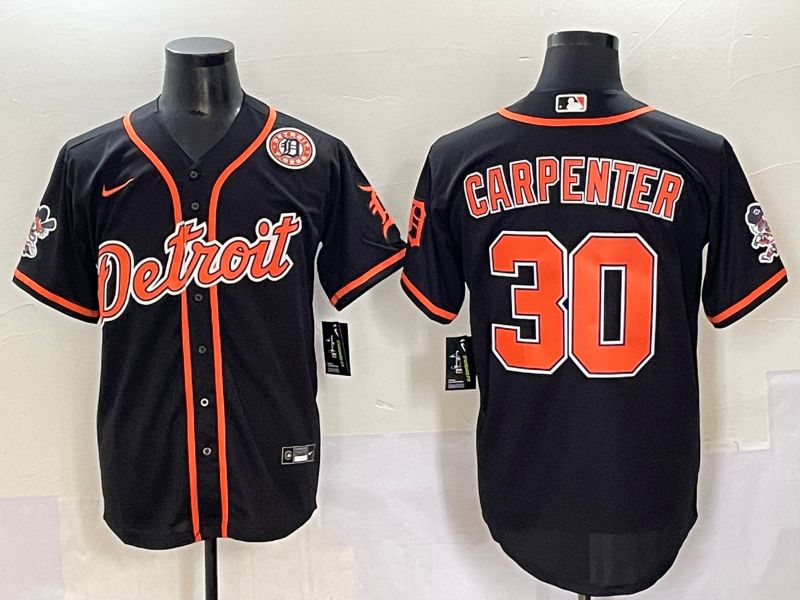 Men 2025 Detroit Tigers #30 Carpenter Black Joint Name Nike MLB Jersey style 7